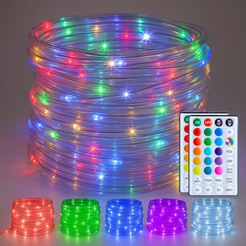 HAHOME 66Ft Waterproof Rope Lights, 200 LEDs Color Changing Outdoor String Lights for Easter, Halloween, Christmas, Independence Day Decor