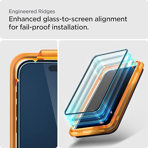 Image of Spigen Alignmaster Full Coverage Tempered Glass Screen Protector Guard For Iphone 15 Pro Max - 2 Pack for Smartphone
