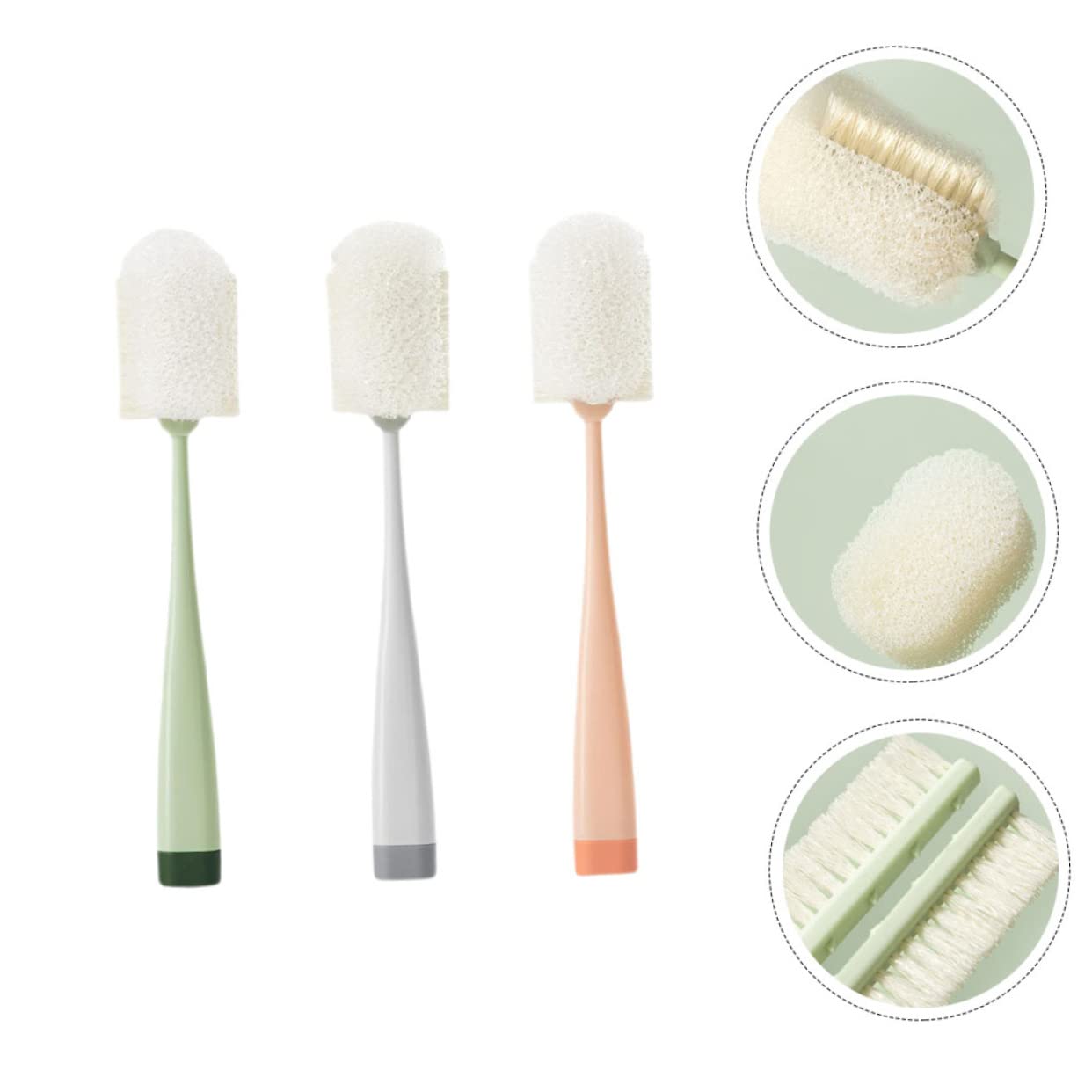 BESTYASH 3 Set Pennello A Tazza Lungo Strofinare Spazzola Per La Pulizia Delle Bottiglie D'acqua Pennello Per La Pulizia Della Cucina Spazzola Per Bottiglie Spugna 3 Pezzi*3