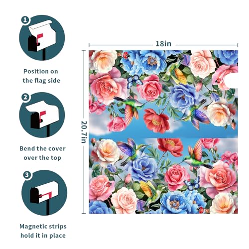 Image of Floral Mailbox Covers Magnetic Standard Size 18 X 21 Inch Spring Butterfly Flower Magnetic Mailbox Cover Wildflowers Mailbox Wraps Post Box Cover Decoration Outdoor Garden Home Yard Outside