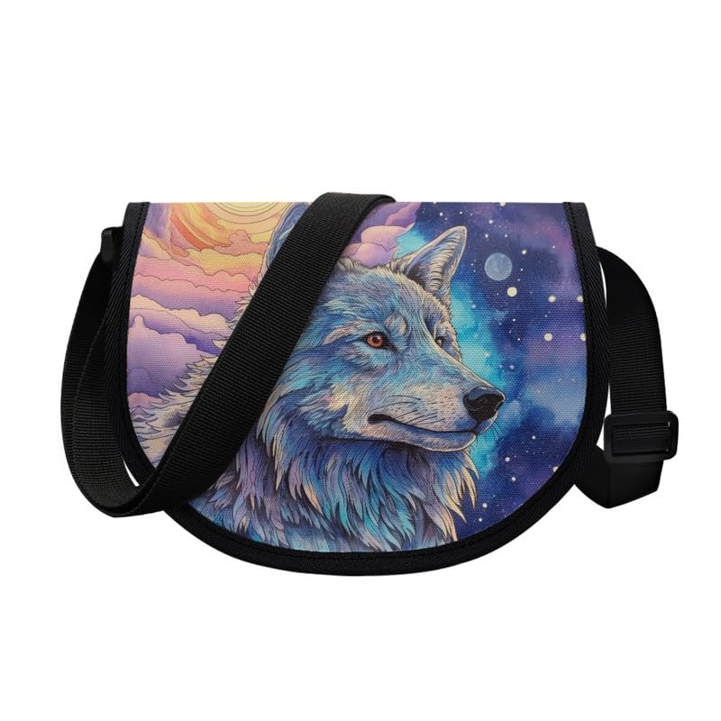 Women Small Tote Bag Galaxy Starry Night Modern Abstract Aesthetic Colorful Casual Satchel Pack Semi Circle Bag4