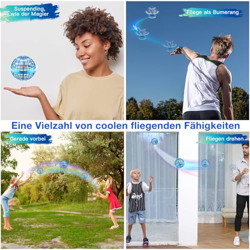 Zookao Fliegender Ball, Mini Drohne Für Kinder Flying Boomerang Ball mit LED Licht Spielzeug Geschenke für Jungen Mädchen Indoor Outdoor Cooles Flugzeug