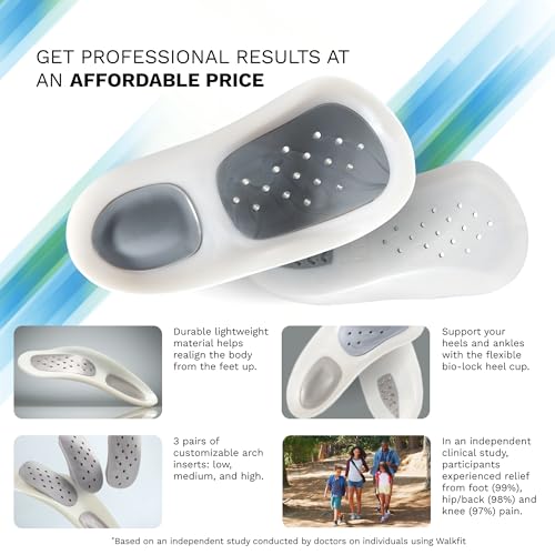 Image of WalkFit Platinum Foot Orthotics Plantar Fasciitis Arch Support Insoles Relieve Foot Back Hip Leg and Knee Pain Improve Balance Alignment (Men 8-8.5 / Women 9-9.5)