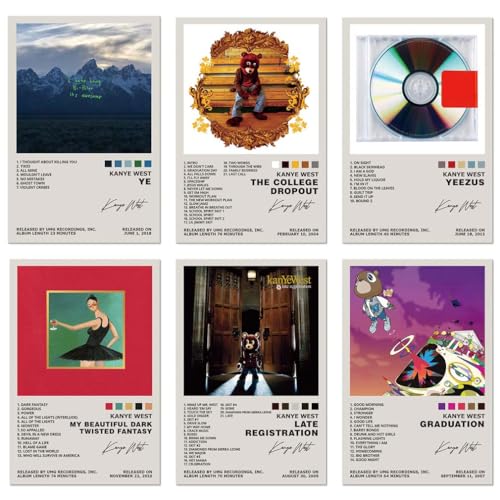 TUOCYERD Kanye West Poster Set of 6 Album Cover Posters...