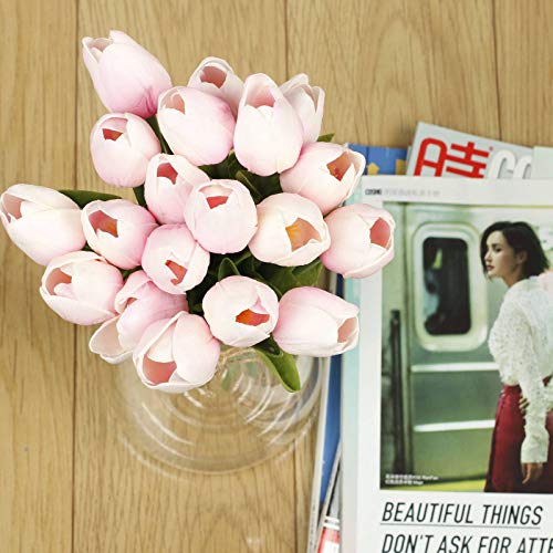 Vlovelife 20 cabeças flores artificiais toque real tulipas em bebê rosa buquês de casamento flores t