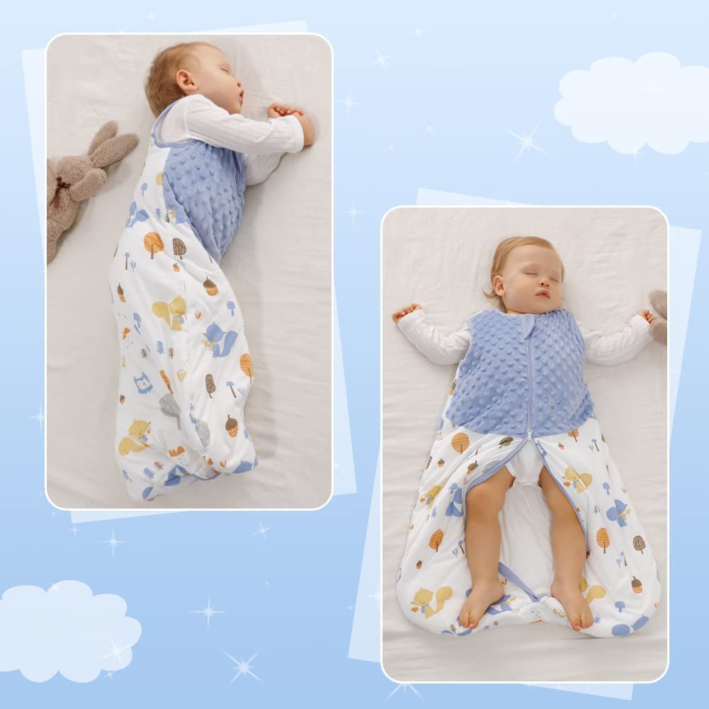 Fairy Baby Sacco Nanna per Neonati 1,5 Tog Sacco a Pelo Invernale per Neonato Coperta Indossabile in Cotone Morbido Swaddle