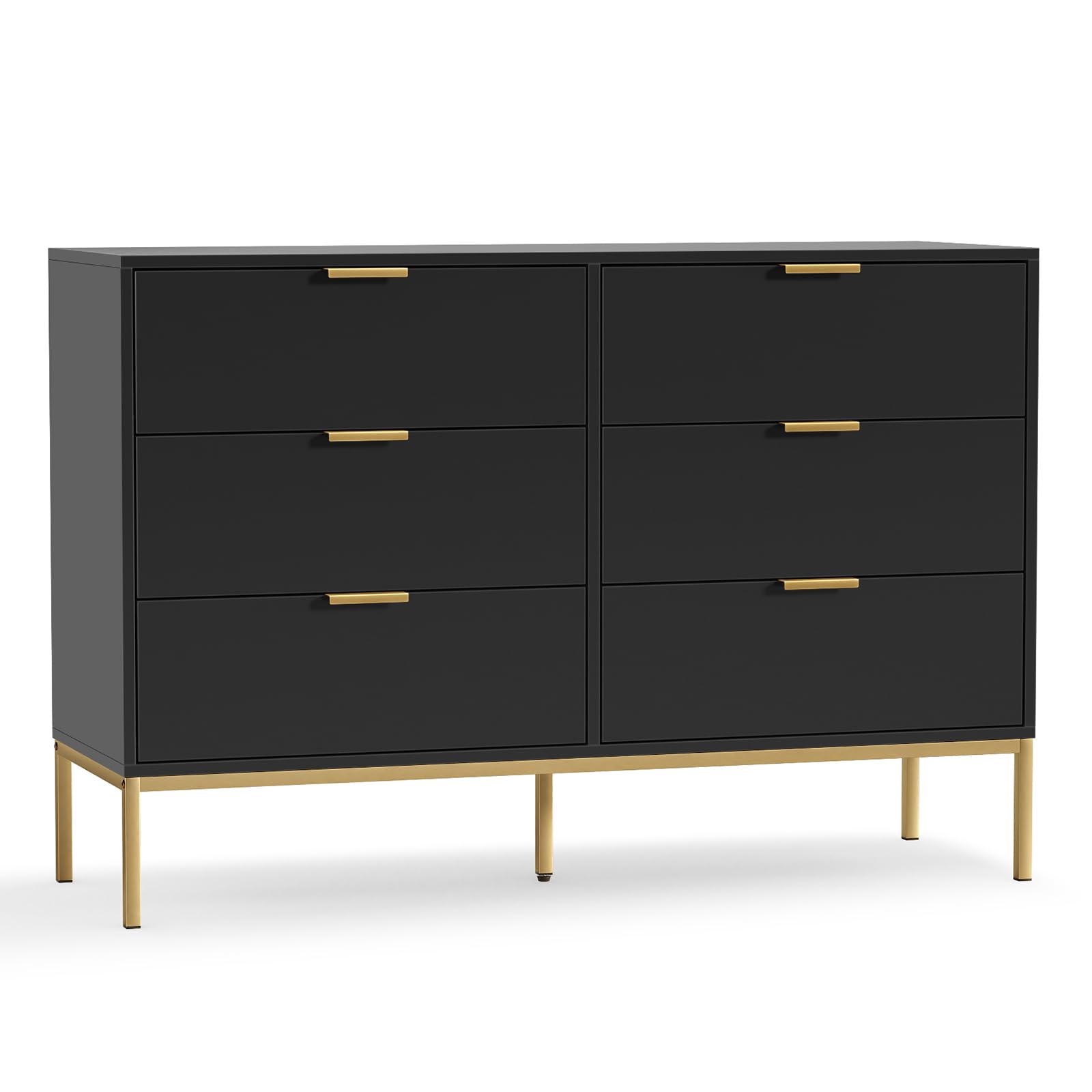 Skokliz Wooden 6 Drawers Dresser Chest of Drawers, Large Size Lateral Drawer Cabinet Organizer Dressers for Bedroom, Modern Wooden Storage Unit Bedroom Living Room Furniture