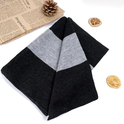 Long Black and Grey Striped Scarf Unisex Winter Halloween Costume Scarf (Black and Grey, 200CM) (black and grey, 180cm)2