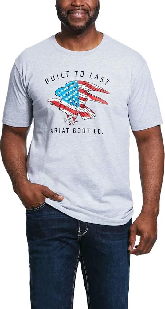 ARIAT Men&amp;#39;s Eagle Freedom Short Sleeve T-Shirt, Athletic Heather Medium