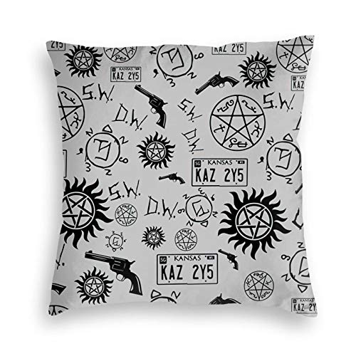 Icemaris Supernatural Symbols Velvet Throw Pillow Cover Cushion Cover for Sofa Couch Living Room Bedroom Two Sides Printed 18" X18