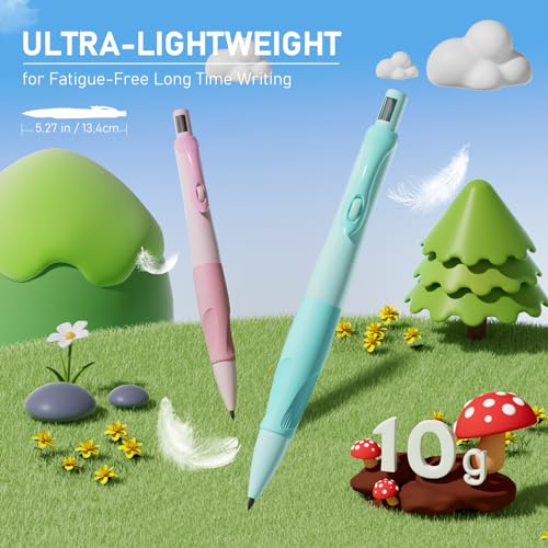 Four Candies Ergonomisches Druckbleistift-Set, 4 niedliche Druckbleistifte 2MM mit 44 HB-Bleistiftminen, 2 Spitzern/Radiergummis, Minenbleistift-Set für Schreiben und Zeichnen