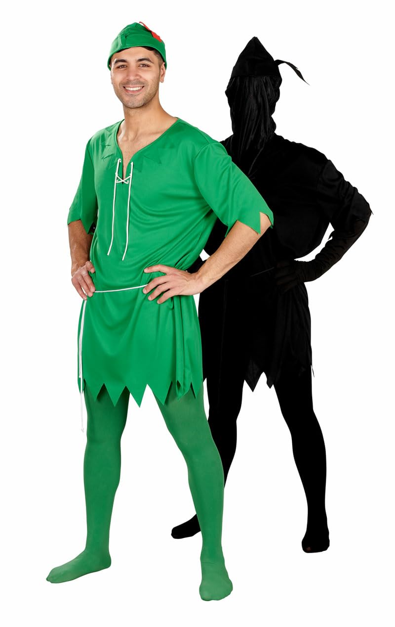 ORION COSTUMES Unisex Adult Green and Black Lost Boy & His Shadow 2 in 1 Carnival Movie Fancy Dress Costume