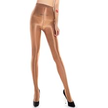 Ulalaza Womens Shiny Oil Pantyhose Stockings Tights Socks Ultra Shimmery Shaping Dance Plus Size Footed 1D 70D 60D 100D
