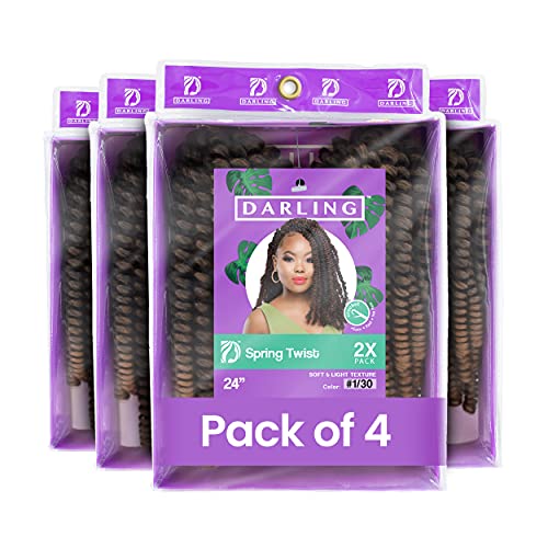 Darling Spring Twist 8X Crochet Hair Extensions (4 Packs, 2 Per Pack), Bomb Twist, Natural And Soft Texture, Afro Curly 2X Per Pack, 24 Inch, 1/30 #TOP1