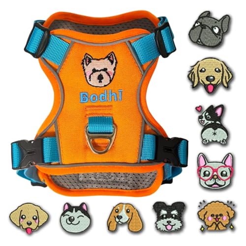 Embroidered Custom Personalized Dog Vest Harness with Name and Phone Number,Easy Working Training Control Dog Harness No Pull Adjustable Reflective Pet Harness for Small, Medium,Large Sized Dogs