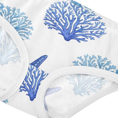 Blue Coral Starfish Shells White Toddlers Underwear Floral 2t Cotton Cute Panties Girl Colorful Briefs Undies Kids4