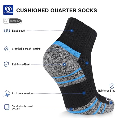 6 Pack Men's Ankle Athletic Cushioned Running Socks