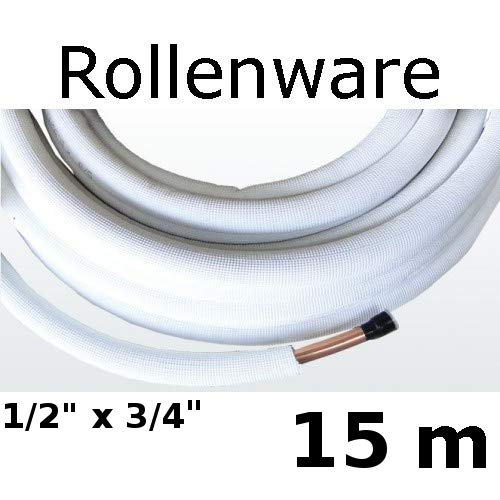 Preisvergleich Produktbild Kältemittelleitung Isoliertes Kupferrohr 15 Meter Rolle 1 / 2 x 3 / 4''