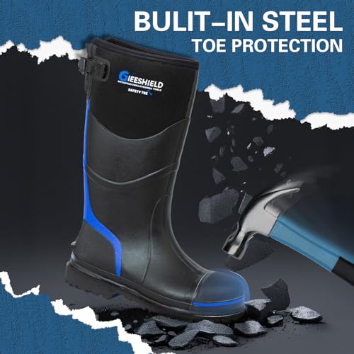 Rubber Work Boots for Men, Waterproof Neoprene Hunting Boots with Steel Shank, Durable Anti-Slip Outdoor Rubber Boots for Farming, Construction, and Industrial Work2