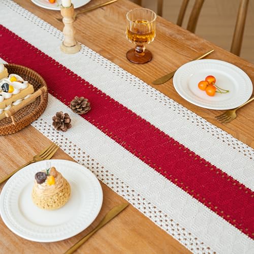 Image of FEXIA Boho Table Runner for Home Decor 12x72 Red Fall Coffee Table Decor