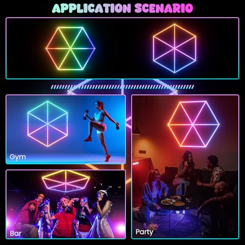 RGB Hexagon Lights - Music Sync & Remote Control & 358+ Color Changing Honeycomb Lights for Garage, Gaming Room, Gym, Bar, Ceiling, Basement, Party Decoration - image 4