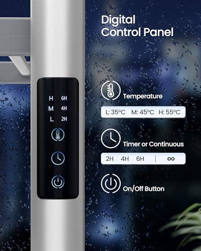 SONGMICS Heated Clothes Airer, 3-Tier Large Electric Clothes Dryer Rack, Foldable, Indoor Drying for Laundry, Control Panel, with Fabric Cover, Aluminium Alloy, Silver LLR705EZ01 - Image 4