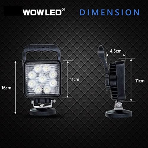 WOWLED 27W Portable LED Work Light Flood Lamp with Magnetic Base for Car, Off-Road, Truck, Boat, Tractor, Truck, Engineering Vehicle, Maintenance, Camping Light DC 9-32V 