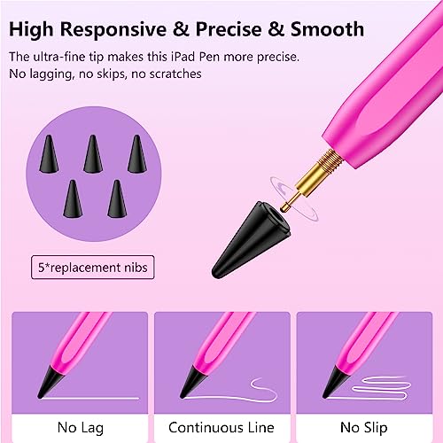 Image of TaIYanG iPad Stylus Pen for iPad 2018-2026, Palm Rejection, Fast Charging | Tilt Sensitivity, for iPad Pencil A16 /10 /9 /8 /7 /6, Pro 11 /13 inch (M5 /M4),Air M4 /M3 /M2 /5 /4, Pro 11 /12.9 inch,Mini 6 /5,Gradient Purple
