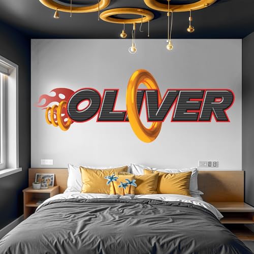 AdesiivoStudio Custom Name Wall Decal for Boys - Personalized Dark-Themed