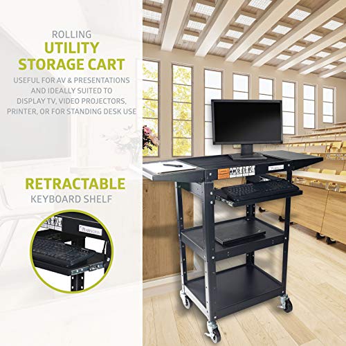 image for Pearington Rolling AV Cart with Drop Leaves and Adjustable Shelves for