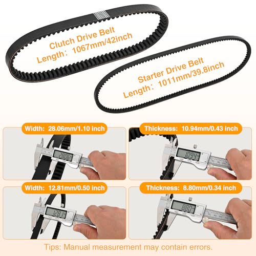Image of Nilight Clutch Drive Belt & Starter Belts Kit for EZGO TXT Golf Cart 94-13 | Cushman Express Marathon Medalist ST 4 Cycle Gas Smooth Engagement Aramid Rubber #72054G01, 72024G01, 72025G01, 26414G01