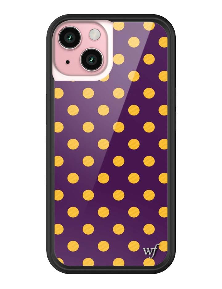 Coque iPhone 15 Wildflower violette originale avec bumper noir