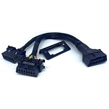 JUTA OBD2 Splitter Extension Cable Adapter 1 Male and 2 Females Extension 16PIN OBD-II J1962 Y Diagnostic Connector with Mounting Bracket - [1ft/33cm, 1-Pack]