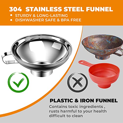 Pisol Canning Funnel For Kitchen Use, Wide Mouth Stainless Steel Funnel For Wide And Regular Mouth Mason Jar, Food Grade Metal Funnel For Filling Bottle, Large Funnel For All Liquid And Solid #TOP5
