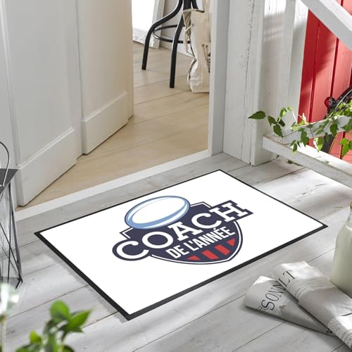 Paillasson rugby blanc de sport tapis de sol extérieur abrité 60x40cm - 6