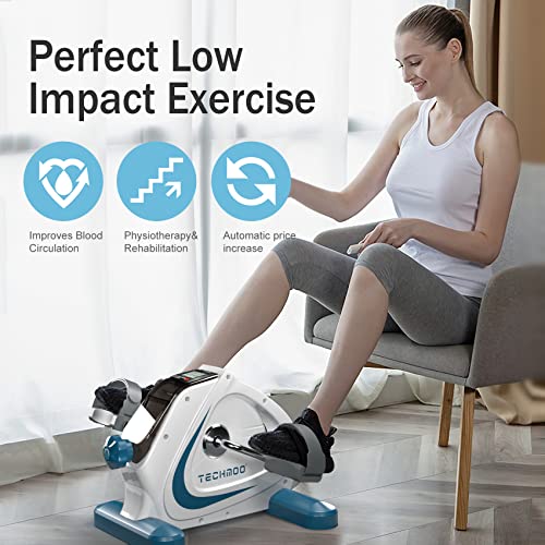 Image of Under Desk Bike Pedal Exerciser Portable Mini Home Exercise Bike with 5LBS Flywheel Sitting Peddler Exerciser for Seniors Legs and Arms Trainer Physical Therapy Equipment Fitness Exercise Bicycle