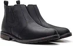Botina Bota Masculina Chelsea Couro Legitimo Conforto Macio Preto