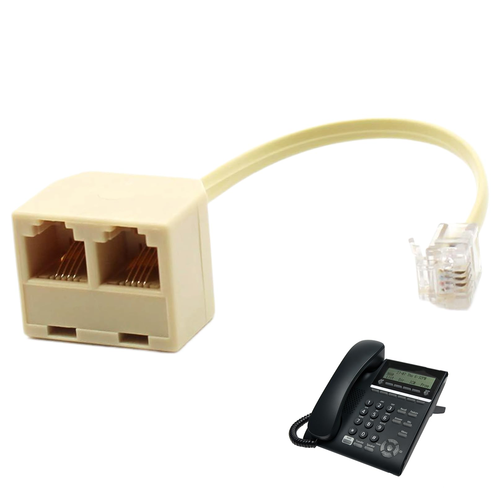 Cable RJ11, Adaptateur Telephone Fixe pour Box 10 Cm, Adaptateurs de Câble Téléphonique avec Répartiteur de Prise RJ11 6P4C, Répartiteur de Téléphone