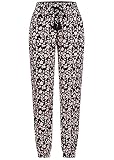 Hailys Damen Viskose Stoffhose Tunnelzug Floraler Print schwarz rosa