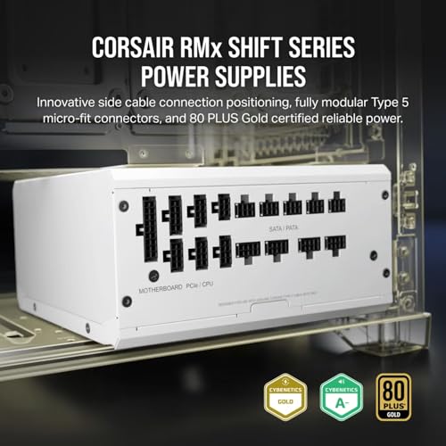 Image of CORSAIR RM1200x Shift Fully Modular ATX Power Supply - 80 Plus Gold - ATX 3.0 - PCIe 5.0 - Zero RPM - Modular Side Interface - White