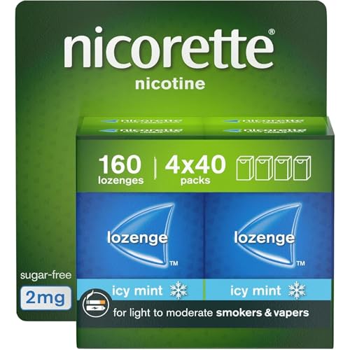 Nicorette Cools 2mg Lozenge 160 Pieces (4 x 40 Packs) Effective and Discreet Stop Smoking and Stop Vaping Aid Nicotine Lozenges with Dual-Layer Icy Mint Flavour Release (Quit Smoking or Vaping)