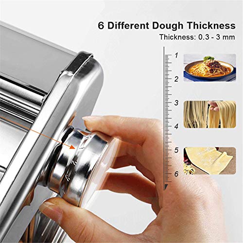 OKK Pasta Maker Machine - Stainless Steel Adjustable Thickness Manual Roller Noodles Maker with Hand Crank for Kitchen Homemade - Thumbnail 7
