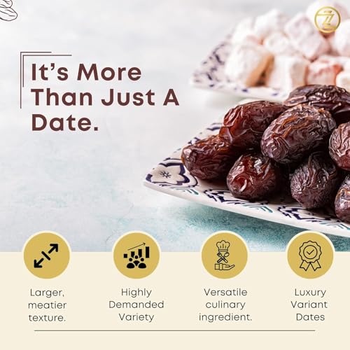 Image of ZABBAAT Medjool Dates - Premium Royal Jumbo Arabian Khajoor | Naturally Sweet & Nutritious | Ideal for Snacking, Gifting & Energy Boost | Dates Medjool 250gm Fresh Pack