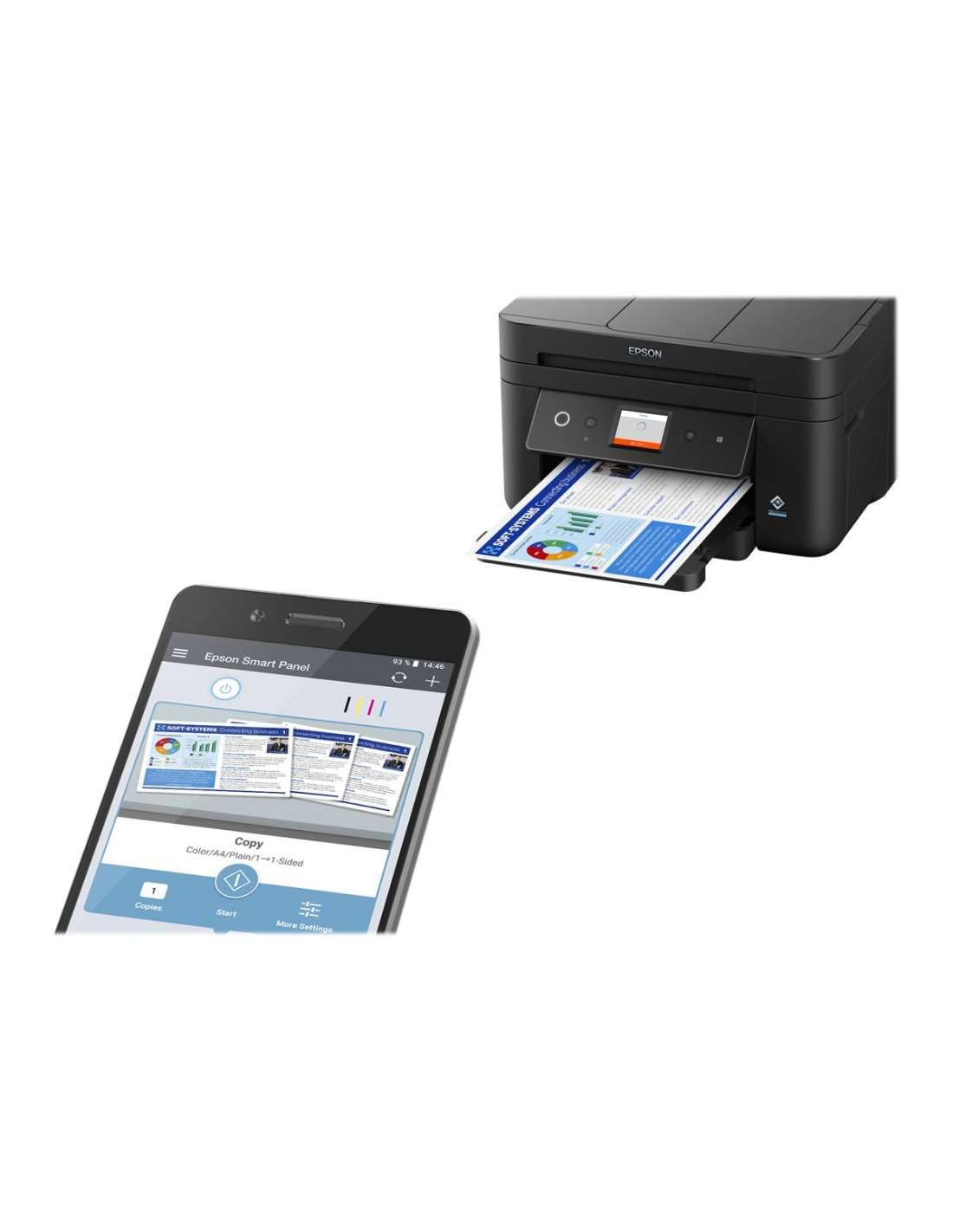 Epson WorkForce WF-2880DWF stampante Multifunzione A4 (stampa, copia, scansione, Fax) ADF, USB, Wi-Fi, NFC, Wi-Fi Direct, display LCD 6,1 cm, App Smart Panel stampa da mobile, fronte/retro