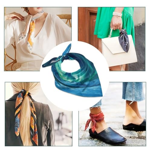 Northern Lights Head Scarf Like Silk Scarf Lightweight Fashion Satin Hair Bandanas for Women Boho Headscarf Hair Wrap Bandana Headband Handkerchief Silk Scarves for Bag Purse Neck 25 Inch4