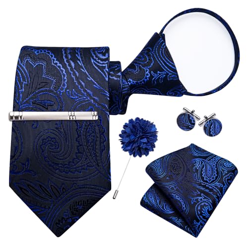 Image of DiBanGu Silk Zipper Ties for Men, Formal Pre-tied Necktie | Adjustable Tie,6PCS,Various Design Styles,Jacquard Woven,Skin-friendly,Practical Gift,Great for Wedding Party,Business Formal