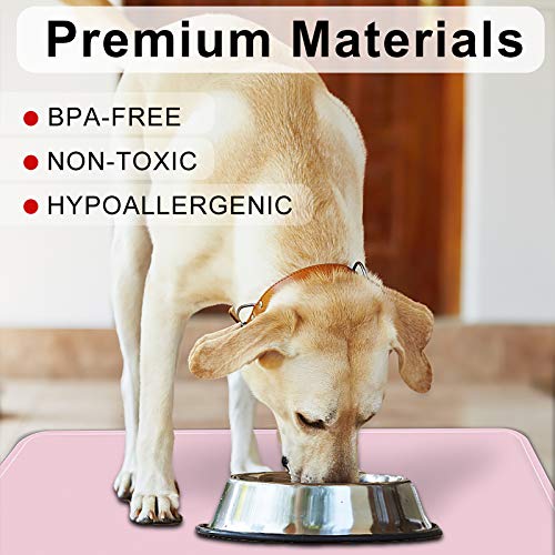 MIDOG Dog Food Mat - Silicone Dog Cat Bowl Mat for Feeding Food and Water - Lifetime Replacement - Washable Non-Slip Mat Waterproof Dog Placemat for Puppy Small Medium Large Pets
