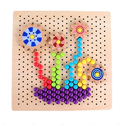 Zerodis Mushroom Nails Pegboard Wooden Colorful Bricks Creative DIY Mosaic Children Educational Toy Playing Puzzles Jigsaw