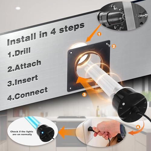 Image of COOSPIDER Powerful 80W UVC Sanitizer Light for HVAC Duct with 1 Spare Bulb | High-Power Duct UV Light for Whole Room with Ceramic Base, Dual H-Tube Design for Long-Lasting Performance