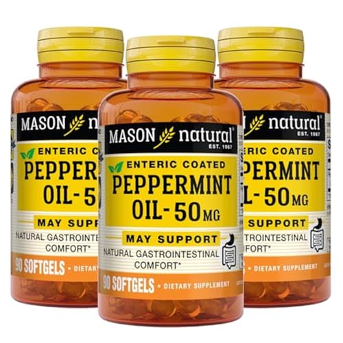 MASON NATURAL Peppermint Oil 50 mg Enteric Coated Supplement, 270 Day Supply of Gastrointestinal...
